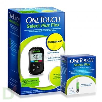 фото упаковки Глюкометр One Touch Select Plus Flex + 25 полосок