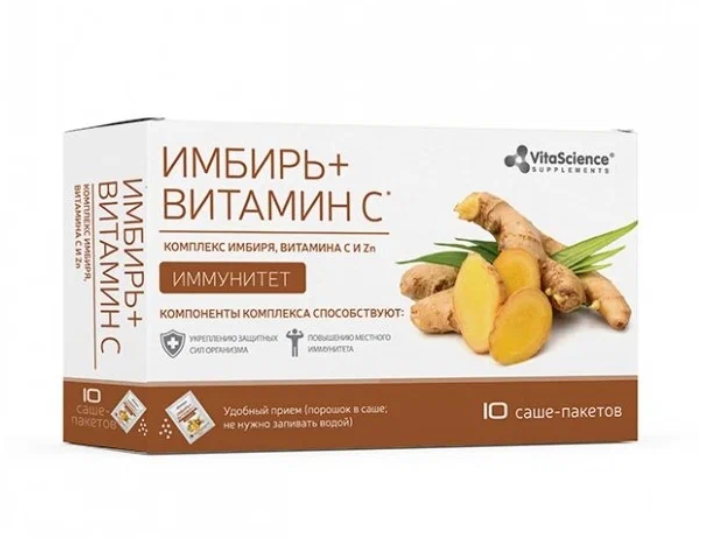 фото упаковки Vitascience Комплекс имбиря, витамина C и Zn