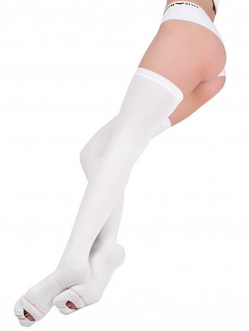 Dinamic Press ANTITROMBO long Чулки антиэмболические, р. 6, 18-21 mm Hg, пара, с открывающимся мыском, белые, длинные (77-84 см), 1 шт.