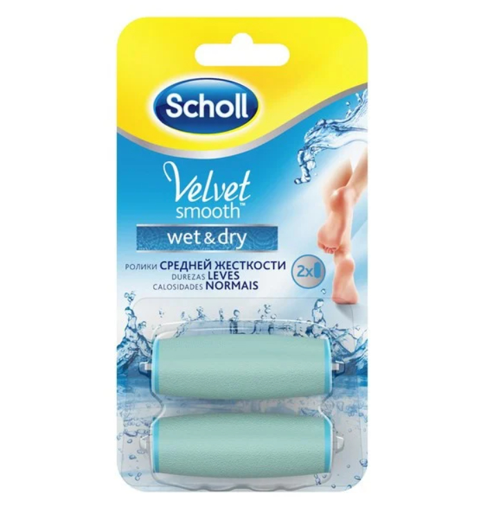 фото упаковки Scholl Velvet Smooth Wet&Dry насадки сменные для электрической роликовой пилки