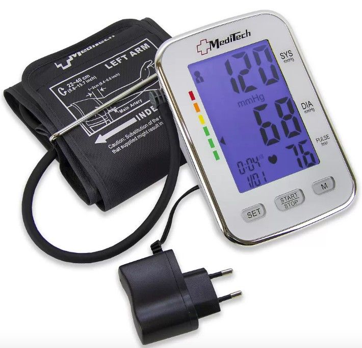 фото упаковки Meditech Тонометр автоматический с адаптером и подсветкой МТ-50