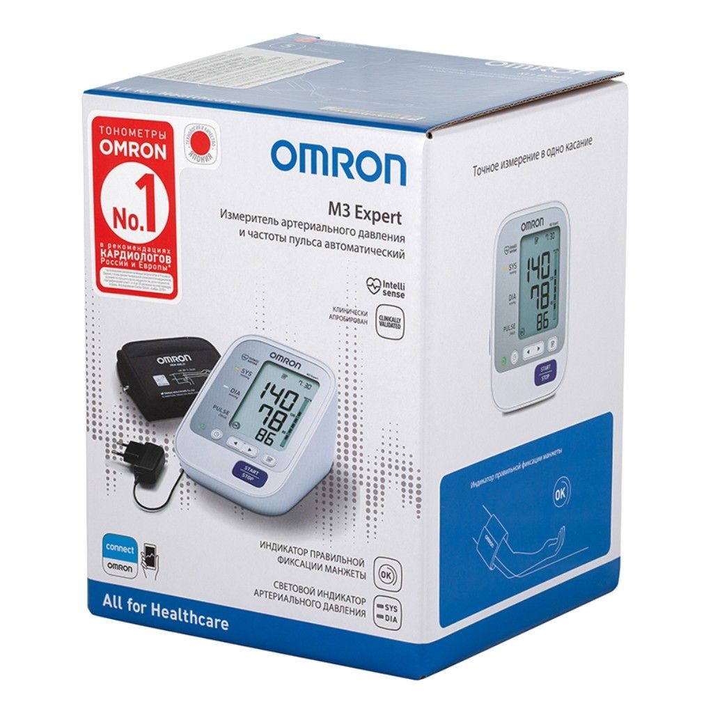 Тонометр Omron M3 Expert, тонометр автоматический, HEM 7154-ALRU адаптер+универсальная манжета, 1 шт.