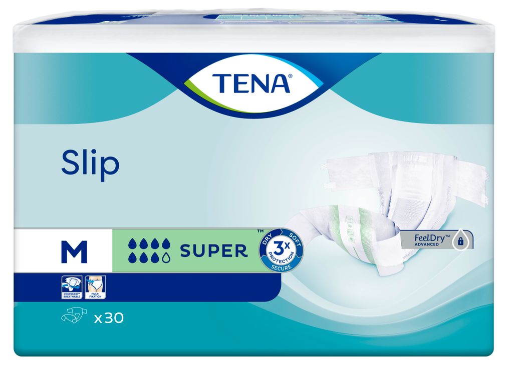 Подгузники для взрослых дышащие Tena Slip Super, Medium M (2), 80-122 см, 30 шт.