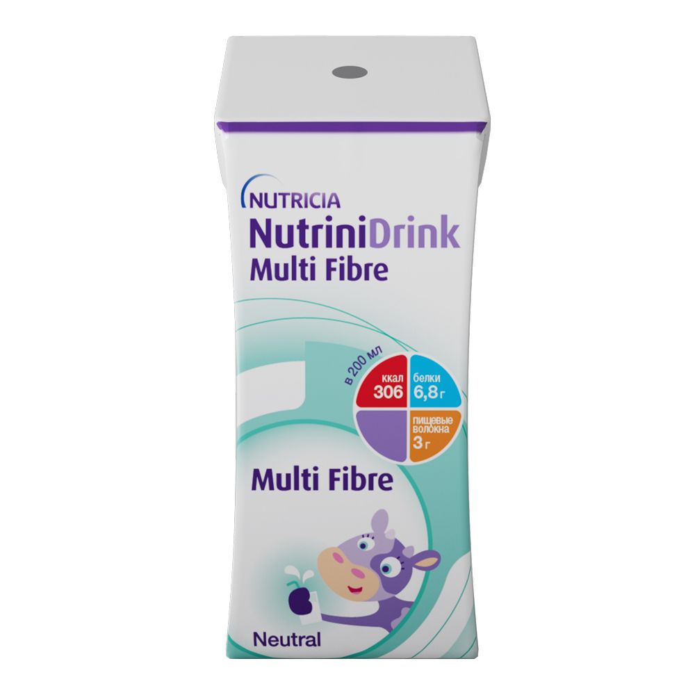 Nutrinidrink Multi Fibre с пищевыми волокнами, жидкость для приема внутрь,  с нейтральным вкусом, 200 мл, 1 шт. купить по цене от 250 руб в  Екатеринбурге, заказать с доставкой в аптеку, инструкция по