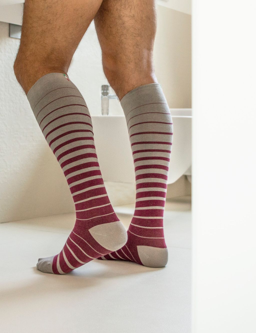 Relaxsan Fancy Cotton Socks Гольфы с хлопком 1 класс компрессии унисекс, р. 4, арт. 820 Fancy (18-22 mm Hg), пара, бордо-полоски, 1 шт.