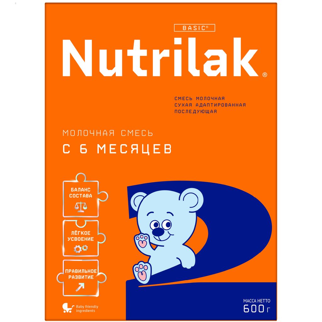 фото упаковки Nutrilak 2 Смесь сухая молочная адаптированная 6-12 мес, смесь молочная сухая, 600 г, 1 шт. фото упаковки Nutrilak 2 Смесь сухая молочная адаптированная 6-12 мес