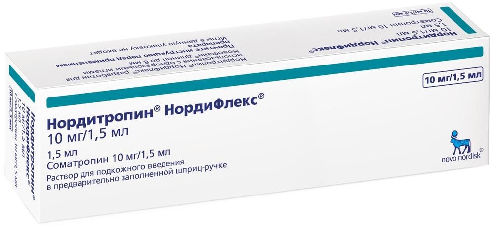 Нордитропин НордиФлекс, 10 мг/1.5 мл, раствор для подкожного введения, 1,5 мл, 1 шт.