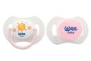 WeeBaby Соска-пустышка силиконовая ортодонтическая День-Ночь, для детей с 6 месяцев, соска-пустышка, розовая, 2 шт.
