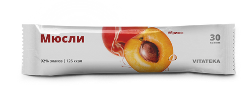 Витатека Мюсли батончик абрикосовый, 30 г, 1 шт. цена