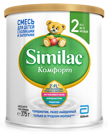 Similac Комфорт 2, для детей с 6 месяцев, смесь молочная сухая, 375 г, 1 шт.