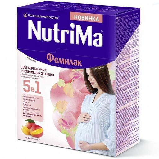 NutriMa Фемилак Молочный напиток для беременных и кормящих, напиток, со вкусом манго, 350 г, 1 шт. цена