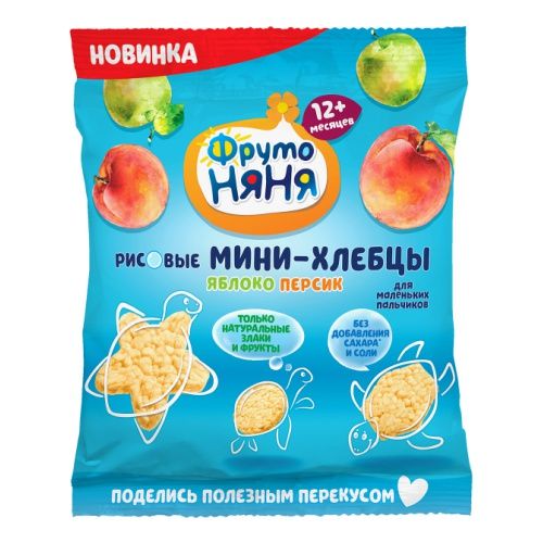 Фрутоняня Мини-хлебцы рисовые, хлебцы, яблоко персик, 30 г, 1 шт. цена