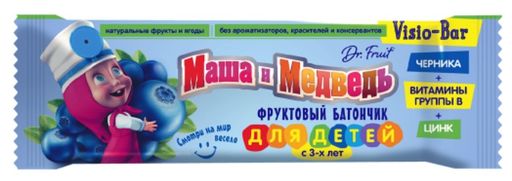 Dr. Fruit Батончик фруктовый Маша и Медведи Visio-Bar, батончик, 25 г, 1 шт. цена
