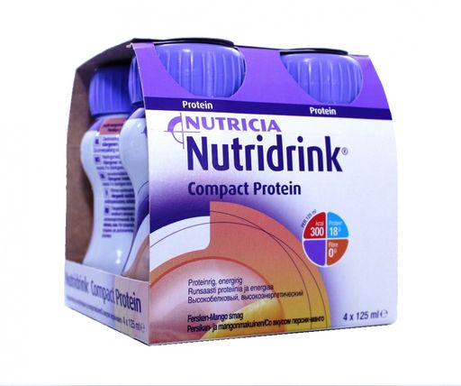Nutridrink compact protein, жидкость для приема внутрь, со вкусом персик-манго, 125 мл, 4 шт. цена