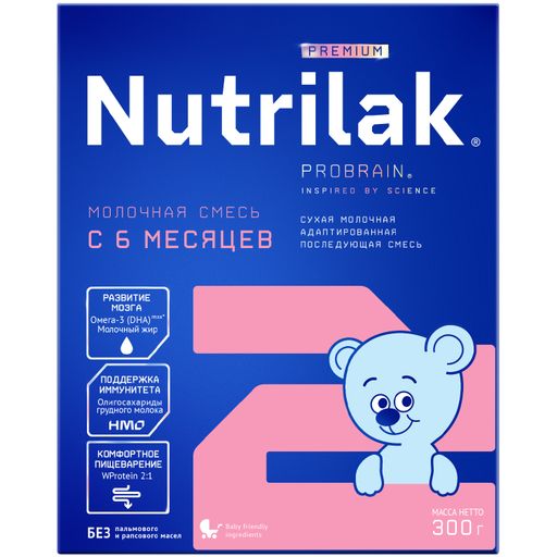 Nutrilak Premium 2 Смесь молочная 6-12 мес, смесь молочная сухая, 300 г, 1 шт.