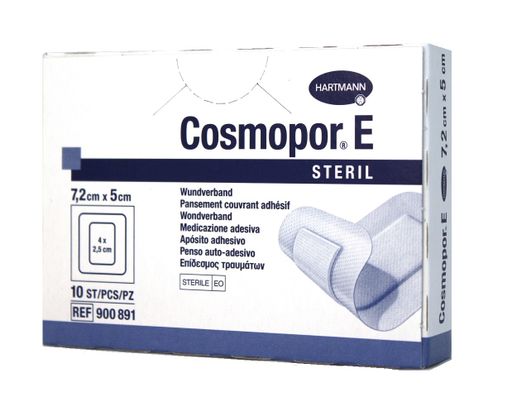 Cosmopor Е Повязка послеоперационная стерильная, 7.2х5см, повязка стерильная, 10 шт. цена