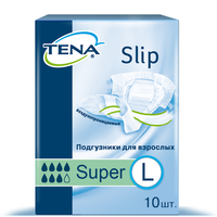 Подгузники для взрослых Tena Slip Super, Large L (3), 92-150 см, 10 шт.