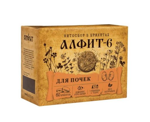 Алфит-6 фитосбор почечный, 2 г, брикеты, утренний, вечерний, 60 шт.