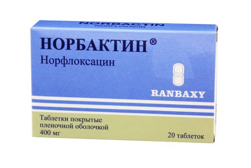 Норбактин, 400 мг, таблетки, покрытые пленочной оболочкой, 20 шт.