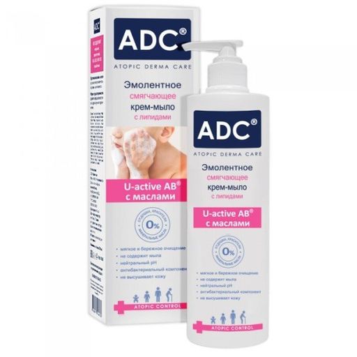 ADC Крем-мыло эмолентное смягчающее, крем-мыло, с липидами, 200 мл, 1 шт.