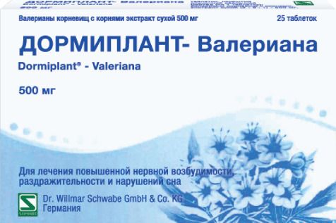 Дормиплант-Валериана, 500 мг, таблетки, покрытые пленочной оболочкой, 25 шт.