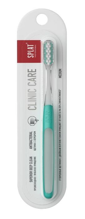 Splat Professional Clinic Care Зубная щетка с двухуровневой щетиной, щетка зубная, зеленая, 1 шт.