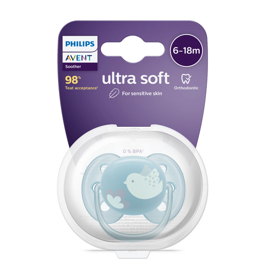 Philips Avent Ultra soft пустышка силиконовая, SCF092/04, 6-18 мес, силиконовая ортодонтическая с футляром, 1 шт.