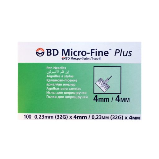 Игла для шприц-ручек Micro-Fine Plus, 32G(0.23x4)мм, 100 шт. цена