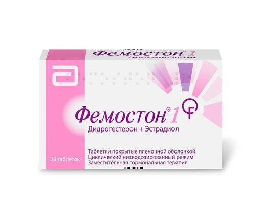 Фемостон 1, 10 мг+1 мг, таблетки, покрытые оболочкой, 28 шт. цена