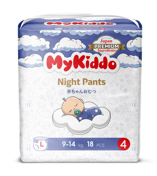 MyKiddo Ночные трусики-подгузники детские, L, 9-14 кг, 18 шт.