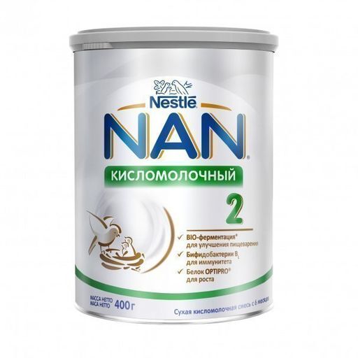NAN 2 Кисломолочный, для детей с 6 месяцев, смесь кисломолочная сухая, с пробиотиками, 400 г, 1 шт. цена
