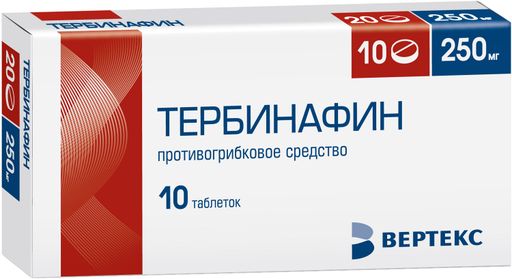 Тербинафин, 250 мг, таблетки, 10 шт. цена