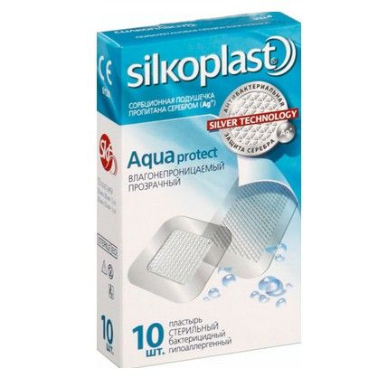 Silkoplast Aquaprotect пластырь с содержанием серебра, пластырь в комплекте, 10 шт. цена