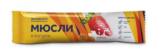 Здравсити Батончик мюсли клубничный в йогуртной глазури, 30 г, 1 шт. цена