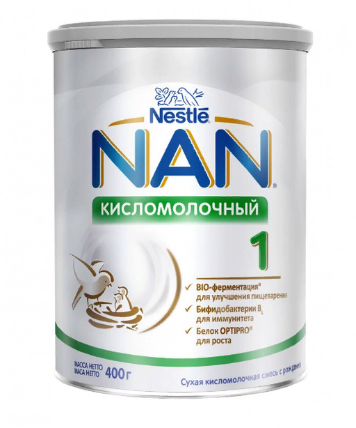 NAN 1 Кисломолочный, для детей с рождения, смесь кисломолочная сухая, с пробиотиками, 400 г, 1 шт. цена
