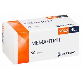 Мемантин, 10 мг, таблетки, покрытые пленочной оболочкой, 90 шт.