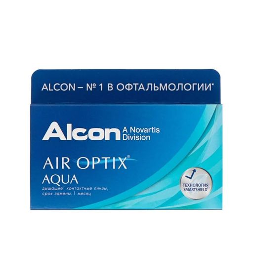 Alcon Air Optix aqua контактные линзы плановой замены, BC=8.6 d=14.2, D(-6.50), BC=8,6 d=14,2, D(-6.50), стерильно, 6 шт.