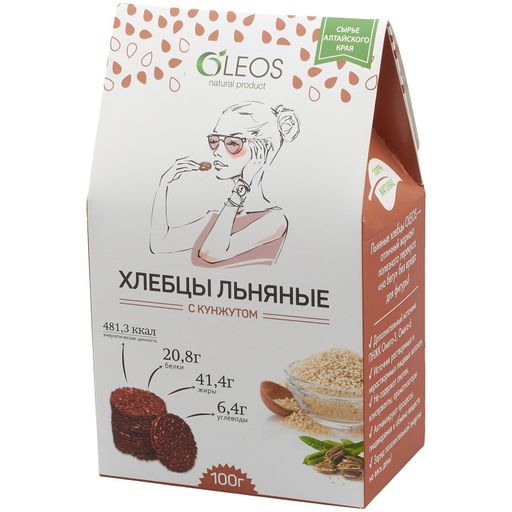 Oleos Хлебцы льняные с кунжутом, хлебцы, с кунжутом, 100 г, 1 шт. цена