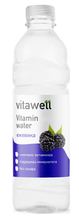 Vitawell Напиток с витаминами слабогазированный ежевика, напиток, 0.5 л, 1 шт.