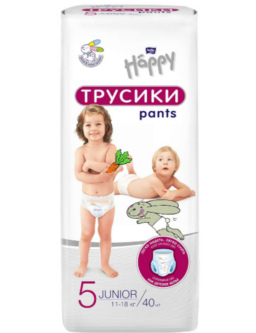 Bella Baby Happy Junior Подгузники-трусики детские, 11-18 кг, р. 5, 40 шт.
