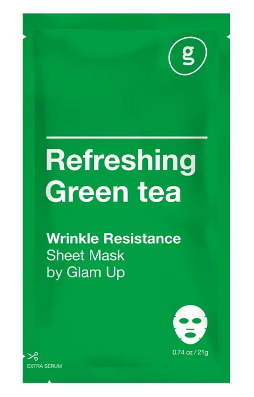 Glam Up Тканевая маска освежающая, тканевая маска для лица, с экстрактом зеленого чая, 1 шт.