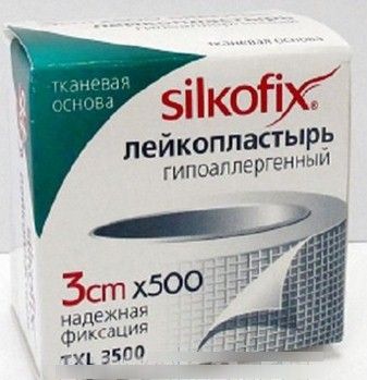 Лейкопластырь Silkofix, 3 х 500 см, пластырь медицинский, на тканевой основе, 1 шт.