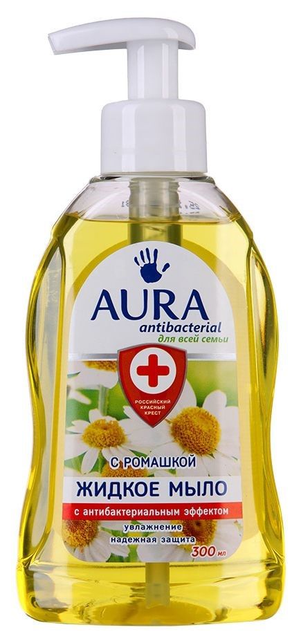 Aura мыло жидкое антибактериальное Ромашка, мыло жидкое, 300 мл, 1 шт. цена