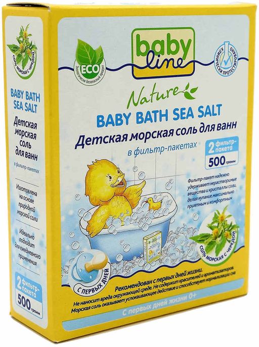 Babyline Nature соль морская детская для ванн, соль для ванн, с чередой, 250 г, 2 шт. цена