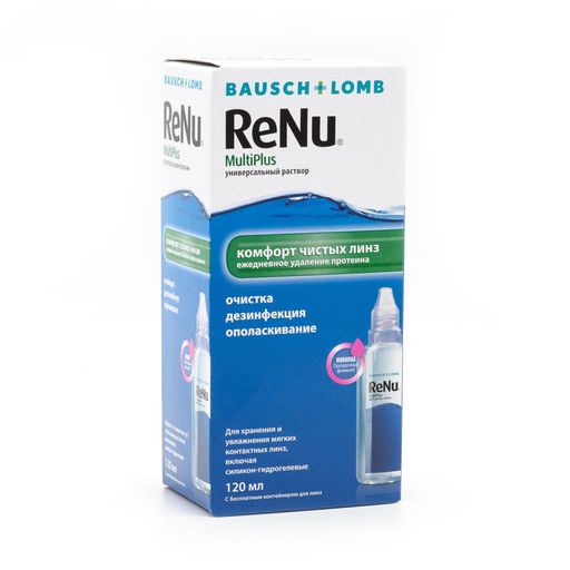 ReNu Multi Plus, раствор для обработки и хранения мягких контактных линз, 120 мл, 1 шт. цена