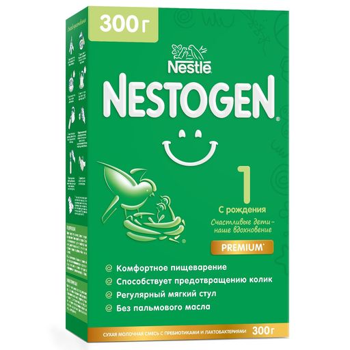 Nestogen 1, для детей с рождения, смесь молочная сухая, с пребиотиками и лактобактериями, 300 г, 1 шт. цена