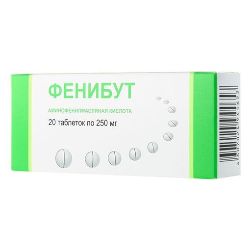 Фенибут, 250 мг, таблетки, 20 шт. цена