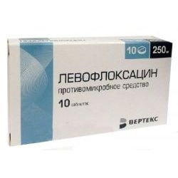 Левофлоксацин, 250 мг, таблетки, покрытые пленочной оболочкой, 10 шт.