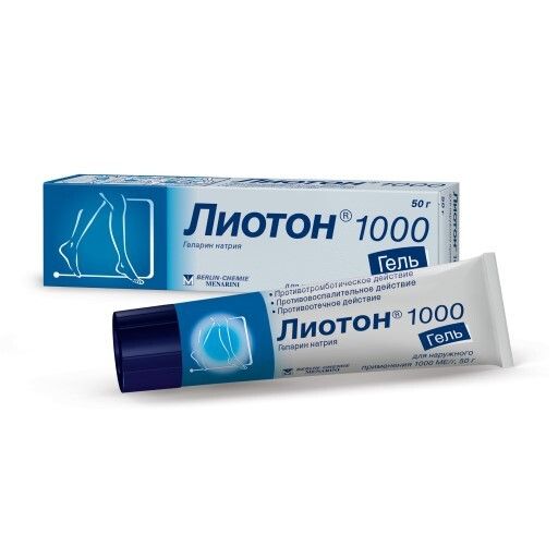 Лиотон 1000, 1000 ЕД/г, гель для наружного применения, 50 г, 1 шт. цена