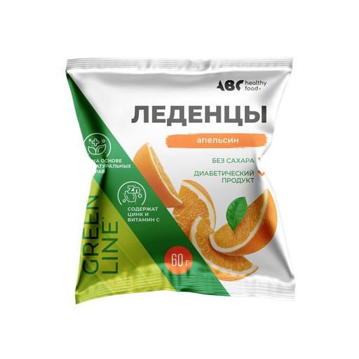 ABC Healthy Food Карамель леденцовая с витамином С, без сахара, карамель леденцовая, апельсин, 60 г, 1 шт.